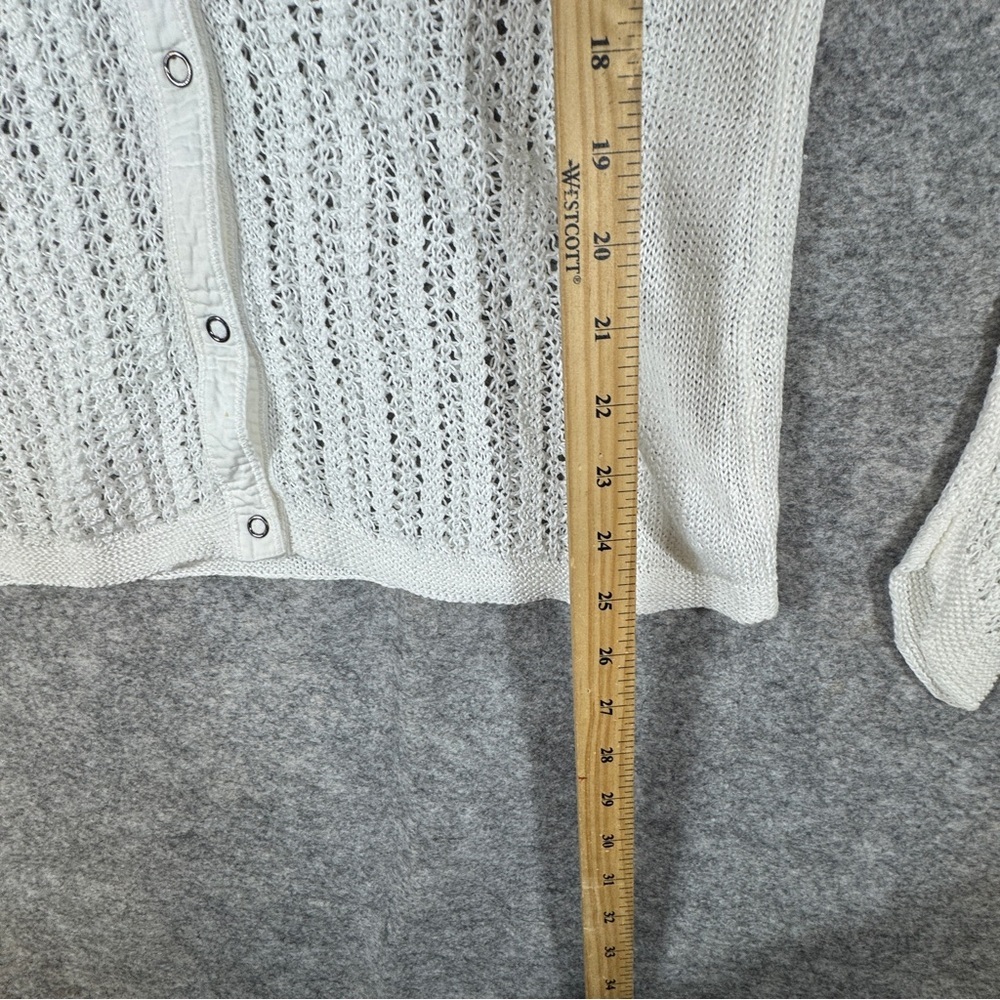 Lafayette 148 Hemp White Open Knit Cardigan Size XL Button Front Sweater Chic - Picture 12 of 15